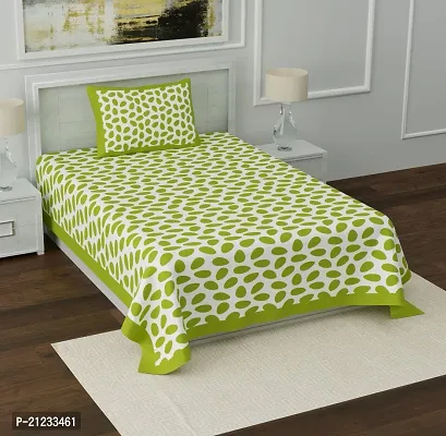 Comfortable Cotton Printed Single Bedsheet with One Pillow Cover-thumb0