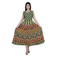 UniqueChoice Presents Green Color Jaipuri Printed Long Women's Maxi one Piece Dress Free Size-thumb4