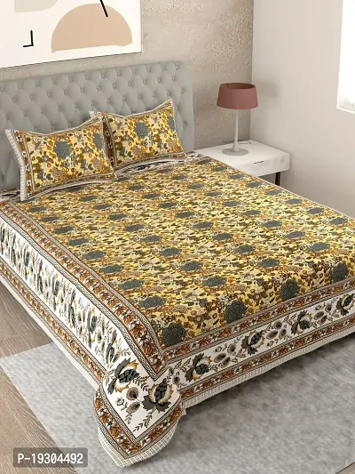 Comfortable Cotton Printed King Size Bedsheet with Two Pillow Covers