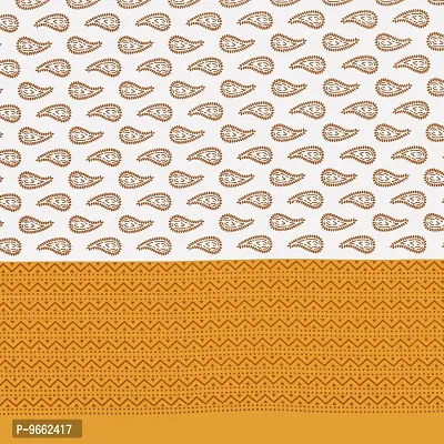 UniqChoice 100% Cotton Yellow Color Jaipuri Single bedsheet with 1 Pillow Cover,1+1_Single_Kamalbuti_Yellow-thumb3