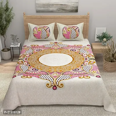 Comfortable Cotton Printed King Size Bedsheet with 2 Pillow Covers-thumb2