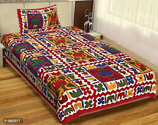 UniqChoice Combo of 2 Multi Color Single Bed Bedsheet Jaipuri Traditional and Ethnic Designs Bedsheet,_2_1+1_Single_142-thumb2