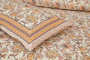 UniqChoice 180 TC Orange Color Floral Printed King Size Bedsheet with 2 Pillow Cover (ELEG-20-Orange)-thumb3
