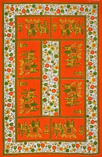 UniqChoice Jaipuri Traditional 144 TC Cotton Single Bedsheet - Orange-thumb3