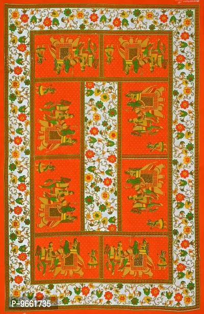 UniqChoice Jaipuri Traditional 144 TC Cotton Single Bedsheet - Orange-thumb4