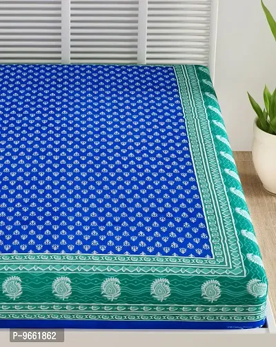 Bombay Spreads Cotton 144 TC Bedsheet (Blue_Single)-thumb4