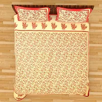 UniqChoice Floral Japuri Printed 120 TC 100% Cotton Double Bedsheet with 2 Pillow Cover,Purpal(UCBDKG70)-thumb1