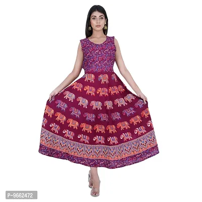 UniqueChoice Presents Maroon Color Jaipuri Printed Long Women's Maxi one Piece Dress Free Size-thumb5