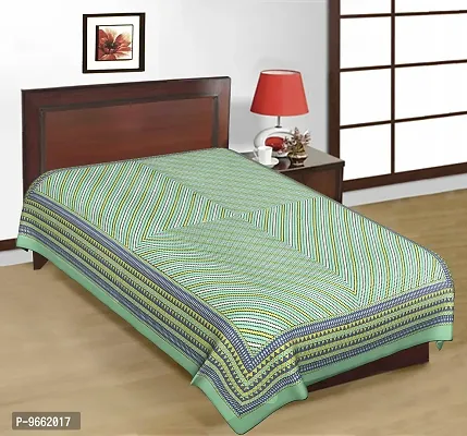 UniqChoice Rajasthani Traditional 150 TC Cotton Single Bedsheet - Green