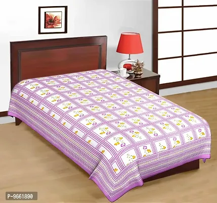 Uniqchoice 144 Tc Cotton Purple Colour Saganari Printed Single Bedsheet - Purple