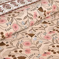 UniqChoice 180 TC Nude Color Floral Printed King Size Bedsheet with 2 Pillow Cover (ELEG-35-Nude)-thumb2