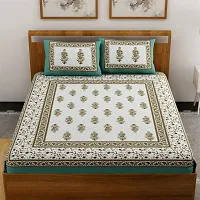 UniqChoice Floral Japuri Printed 120 TC| 100% Cotton| Cotton Double Bedsheet | bedsheet with 2 Pillow Covers| bedsheet for King Size Bed| Turquoise-thumb1