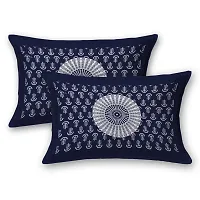 UniqChoice Blue Color 100% Cotton Jaipuri Traditonal Double BedSheet with 2 Pillow Cover(116_Blue_89)-thumb3