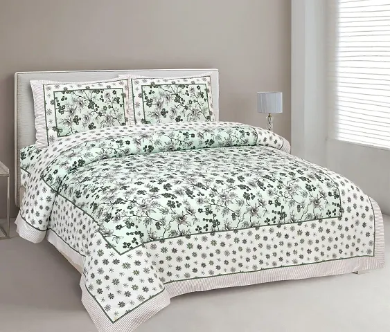 Cotton Printed King Size Bedsheets With 2 Pillow Covers