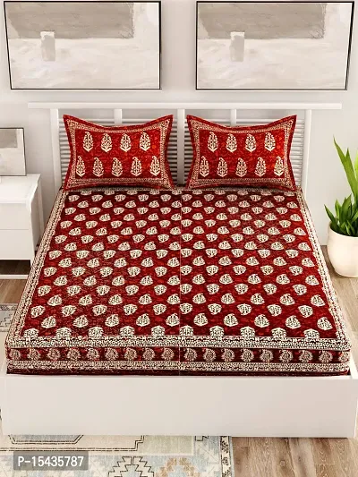 Stylish Fancy Comfortable Cotton Printed 1 Double Bedsheet With 2 Pillow Covers-thumb4