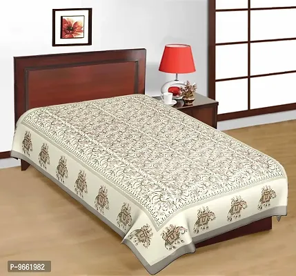 UniqChoice Saganari Traditional 144 TC Cotton Single Bedsheet - Beige