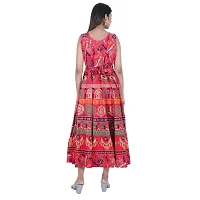 UniqueChoice Presents Red Color Jaipuri Printed Long Women's Maxi one Piece Dress Free Size-thumb1