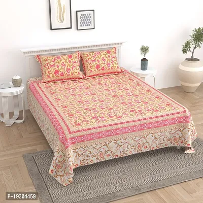 Comfortable Cotton Printed King Size Bedsheet with Two Pillow Covers