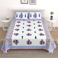 Comfortable Cotton Printed King Size Bedsheet with Two Pillow Covers-thumb1