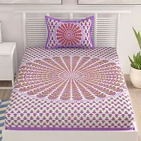 UniqChoice 100% Cotton Purple Color Jaipuri Single bedsheet with 1 Pillow Cover,1+1_Single_Chakari_Purple-thumb1