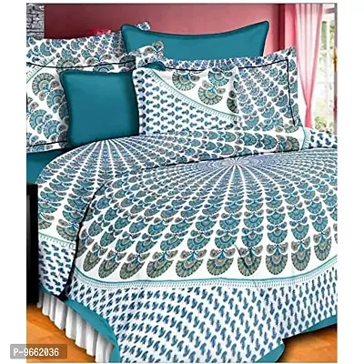 Uniqchoice 144 Tc Cotton Double Bedsheet with 2 Pillow Covers, Blue, 3 Piece