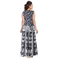 UniqueChoice 100% Cotton Printed Black Maxi Dress for Women-thumb1