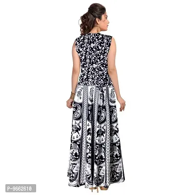 UniqueChoice 100% Cotton Printed Black Maxi Dress for Women-thumb2