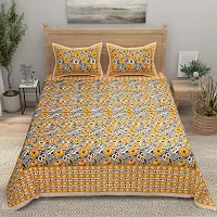 Comfortable Cotton Printed King Size Bedsheet with 2 Pillow Covers-thumb1