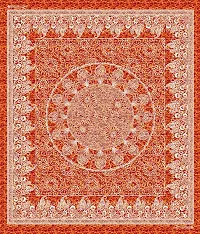 UniqChoice 120TC Red Cotton Jaipuri Traditonal Printed Double Bedsheet with 2 Pillow Cover (SUNBD_075)-thumb4