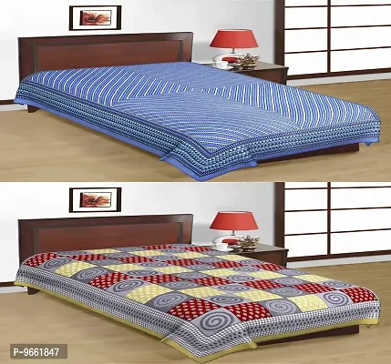 UniqChoice 100% Cotton Jaipuri & Sanganeri Tradititional 2 Single Bed Sheet Combo