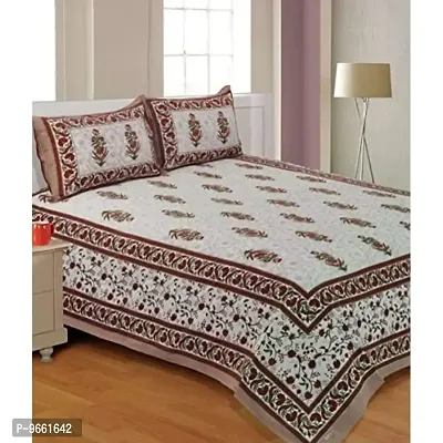 UniqChoice 100% Cotton Comfertable Rajasthani Jaipuri Traditional Bedsheet with 2 Pillow Covers (Multicolor)