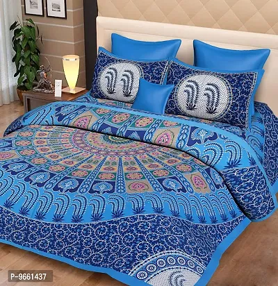 UniqChoice 120TC Rajasthani Jaipur Prints Double Bed Cotton Bedsheets, Red