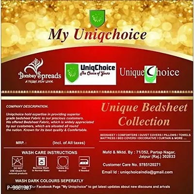 Uniqchoice 144 Tc Cotton Jaipuri Traditional Double Bedsheet with 2 Pillow Covers - King Size, Green, 3 Piece-thumb2