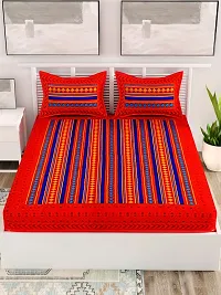 UniqChoice Jaipuri Designer Printed Rajasthani Traditional 144 TC Cotton Double Bedsheet with 2 Pillow Covers - Modern, Multicolour-thumb1