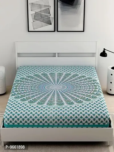 Uniqchoice 144 Tc Cotton Jaipuri Traditional Printed Single Bed Sheet - Multicolor