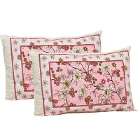 UniqChoice 180 TC Peach Color Floral Printed King Size Bedsheet with 2 Pillow Cover (ELEG-31-Peach)-thumb1