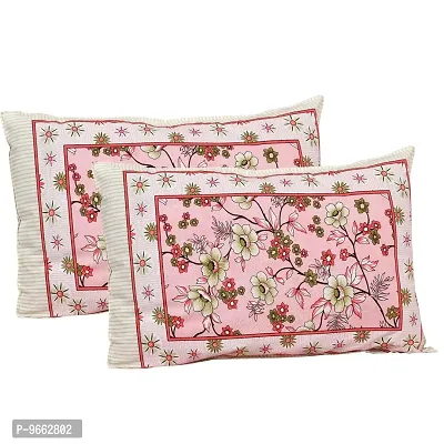 UniqChoice 180 TC Peach Color Floral Printed King Size Bedsheet with 2 Pillow Cover (ELEG-31-Peach)-thumb2