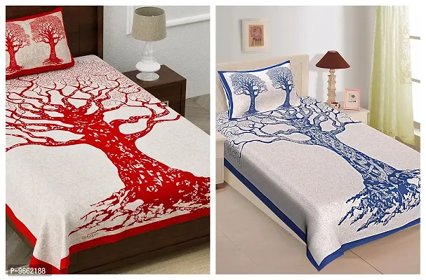 UniqChoice Combo of 2 Multi Color Single Bed Bedsheet Jaipuri Traditional and Ethnic Designs Bedsheet,_2_1+1_Single_132