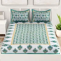 Bombay Spreads Turquoise Color Rajasthani Traditional Printed 120 TC 100% Cotton Double Bedsheet with 2 Pillow Cover,UCEBBD80-thumb1