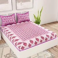 UniqChoice Latest Collection Glazed Cotton King Size Double Bedsheet with 2 Pillow Covers- Rajasthani Traditional Print (Multicolor)-thumb3