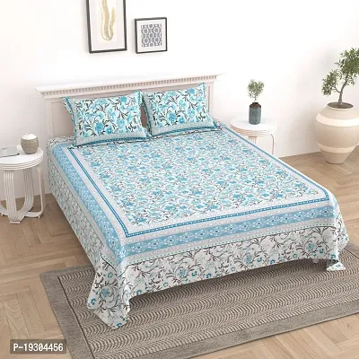 Comfortable Cotton Printed King Size Bedsheet with Two Pillow Covers