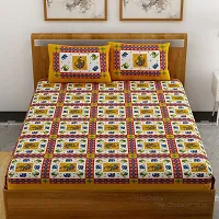 Comfortable Cotton Printed Double Bedsheet with Two Pillow Covers-thumb1