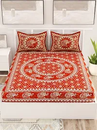 Stylish Fancy Comfortable Cotton Printed 1 Double Bedsheet With 2 Pillow Covers-thumb1