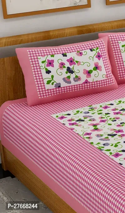 Comfortable Cotton Printed Double Bedsheet with Two Pillow Covers-thumb3