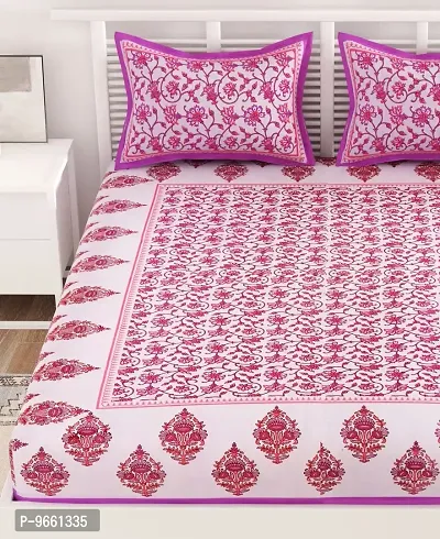 UniqChoice 100% Cotton Comfertable Rajasthani Jaipuri Traditional Bedsheet with 2 Pillow Covers (Multicolor)-thumb2