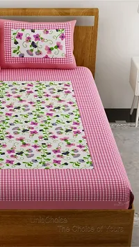 UniqChoice Floral Japuri Printed 120 TC 100% Cotton Double Bedsheet with 2 Pillow Cover,Pink(UUCCKD295)-thumb3