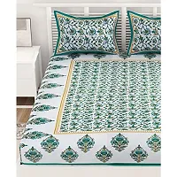 (King Size Double BEDSHEET) 100% Cotton Rajasthani Jaipuri Traditional Print King Size Double Bedsheet with 2 Zipped Pillow Cover(Multicolor?.)-thumb3