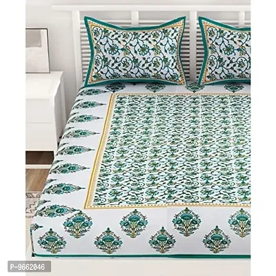 (King Size Double BEDSHEET) 100% Cotton Rajasthani Jaipuri Traditional Print King Size Double Bedsheet with 2 Zipped Pillow Cover(Multicolor?.)-thumb4
