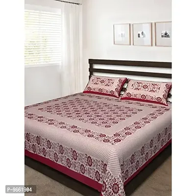 UniqChoice 100% Cotton Rajasthani Jaipuri Traditional Double Bedsheet with 2 Pillow Covers (Red Color)