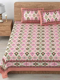 Stylish Fancy Cotton Printed King Size Bedsheet With 2 Pillow Covers-thumb1